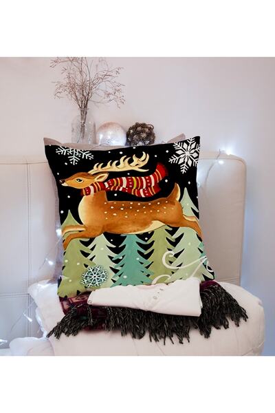 LadiesHome Față de pernă cu model de Anul Nou, cu două fețe, cu imprimeu cu d...