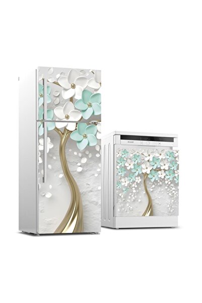 StickerArt Buzdolabı Ve Bulaşık Makinası Beyaz Eşya Sticker Kaplama 3d Renkli...