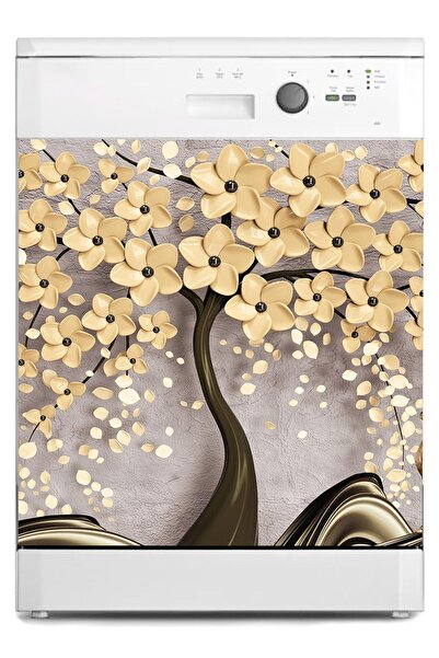 StickerArt Bulaşık Makinesi Sticker Kaplama Beyaz Eşya Kaplama 3d Geyik Ağaç