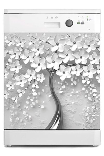 StickerArt Bulaşık Makinesi Sticker Kaplama Beyaz Eşya Kaplama 3d Gri Ağaç