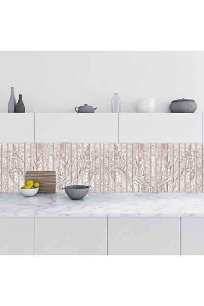StickerArt Mutfak Tezgah Arası Folyo Fayans Kaplama Folyosu Beyaz Çiçekler 60...