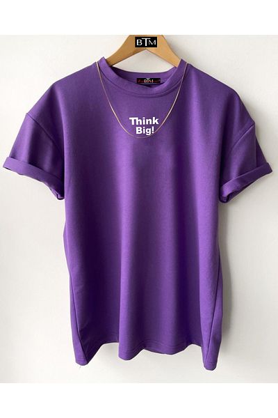 Buğraterzimoda Σκεφτείτε Big Purple Oversize Tshirt