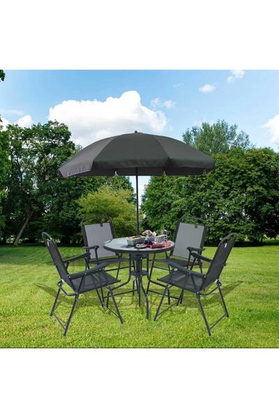 OPEN SHOPS Sunfun Şemsiyeli Masa Ve Sandalye Seti