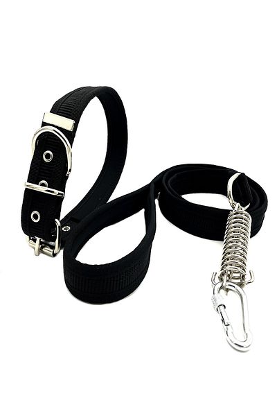 Tasma Market Black Dog Collar and Dog Walking Set