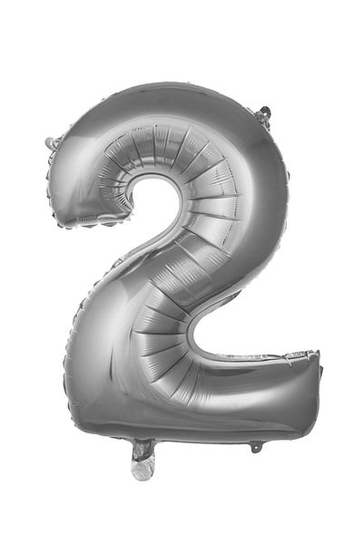 ikm balon Partioyunevi 2 Number Helium Silver Foil Balloon 40" Inch 100 Cm Large Size