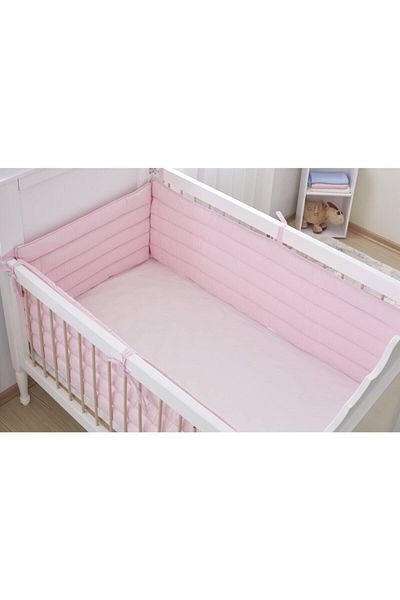 Aybi Baby Crib Side Protector Set 3 Pieces - Pink - 80x140 cm