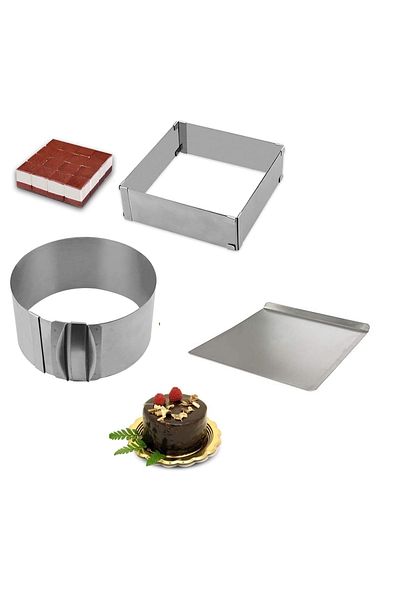 Nar kalıp Narkalıp Round Square and Adjustable Base Cake Mold Set of 3