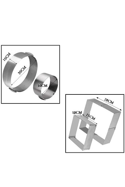 Nar kalıp Narkalıp Round Square and Adjustable Base Cake Mold Set of 3