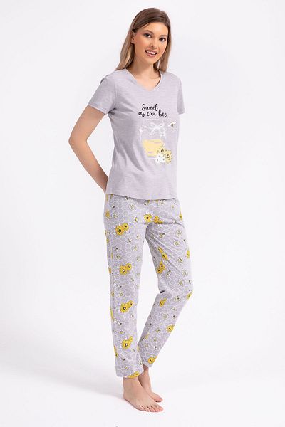 ROLY POLY Rolypoly girl's gray short sleeve pajama set