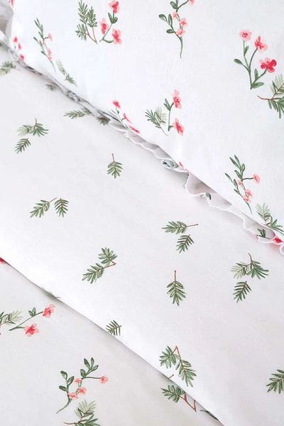Karaca Home Silvie Red 100% Cotton Ruffle Double Duvet Cover Set