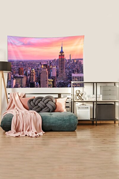 on the clouds White City View Stain Resistant Velvet Fabric Wall Cloth Wall Carpet Tapestry