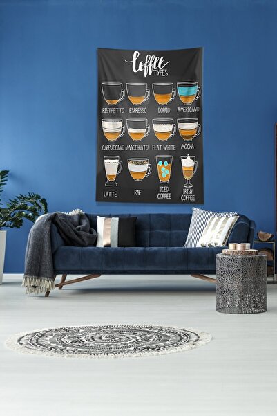 on the clouds Grey-black Coffee Types Stain Resistant Velvet Fabric Wall Cloth Wall Carpet Tapestry