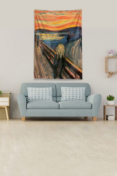 on the clouds Multicolored Scream - Scream Stain Resistant Velvet υφασμάτινο ύφασμα τοίχου Ταπετσαρία τοίχου