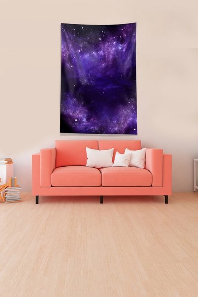 Latibule Tapiserie de perete din țesătură din catifea cu model galaxie violet