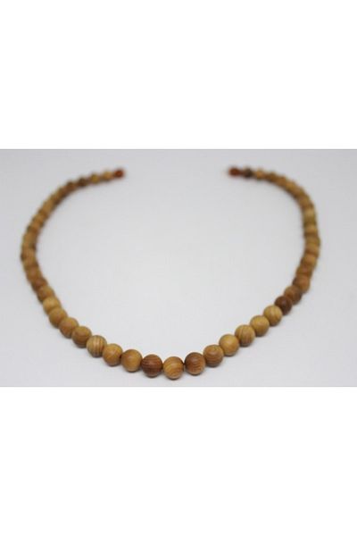 Yasamtohumu Sandalwood Necklace 8 Mm with Amber Clip