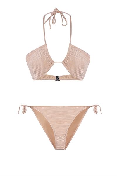 AQUELLA Σετ μπικίνι με πλισέ Halter Cream