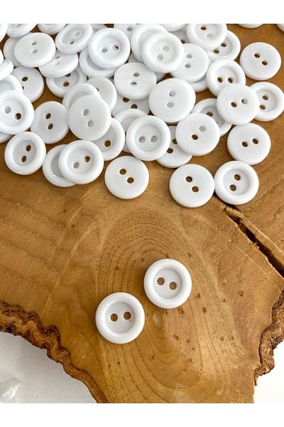 canan dizayn 12.5 mm Custom Production White Polyester Button (35 Pcs)