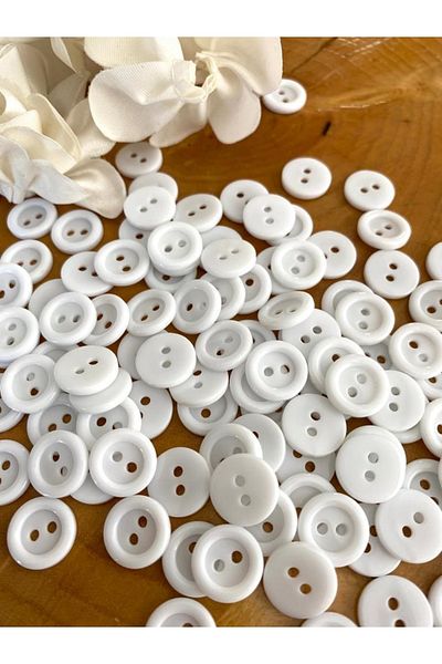 canan dizayn 12.5 mm Custom Production White Polyester Button (35 Pcs)