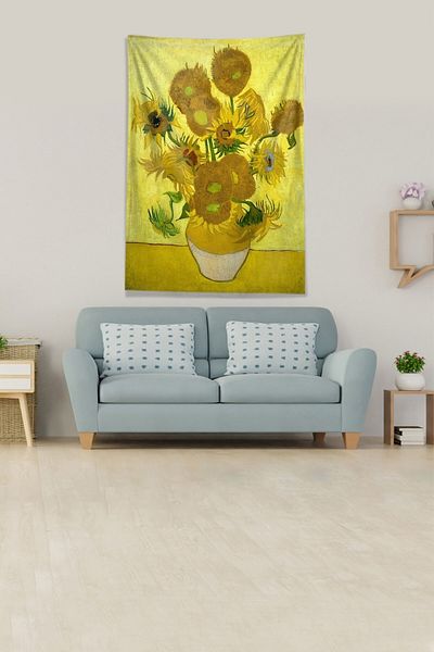 on the clouds Galben Van Gogh, țesătură din catifea rezistentă la pete, tapiserie de perete
