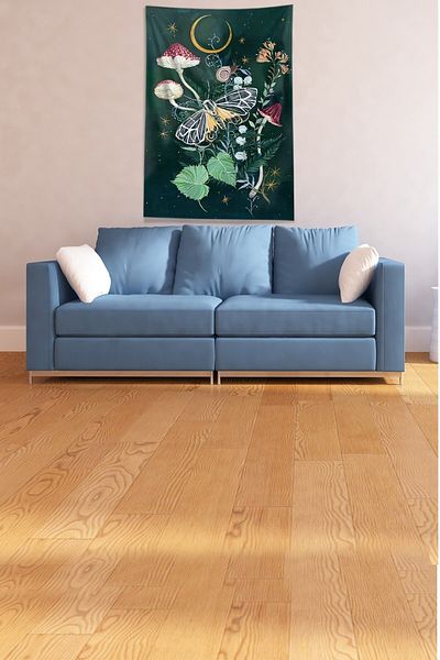 on the clouds Multicolor Mushroom Mushroom Stain Resistant Velvet Fabric Wall Cloth Wall Carpet Tapestry