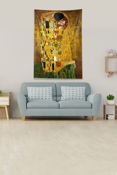 on the clouds Galben îmbrățișat Valentine's Stain Resistant Velvet Fabric Wall Cover Tapiserie Tapiserie