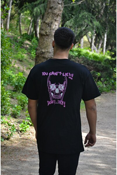 Gaders Μαύρο μπλουζάκι Unisex Oversize Crew λαιμόκοψη με κοντό μανίκι με στάμπα