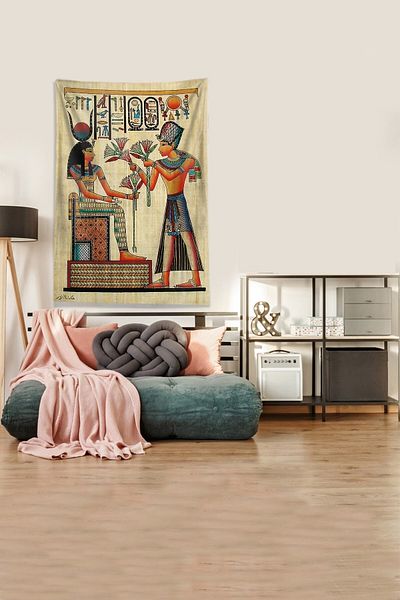 Pelangi Beige Cleopatra Stain Resistant Velvet Fabric Wall Cloth Wall Tapestry Tapestry
