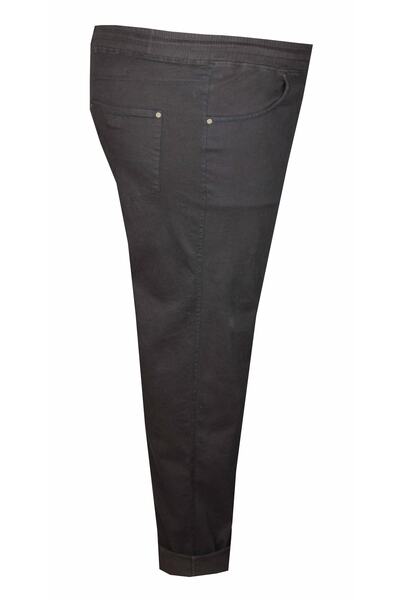 FaLa Jeans Büyük Beden Lastikli Keten Pantolon 97176 Lacivert