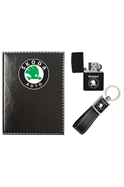 promosyon denizi Skoda Logolu Siyah Ruhsat Kabı Ve Skoda Logolu Anahtarlık