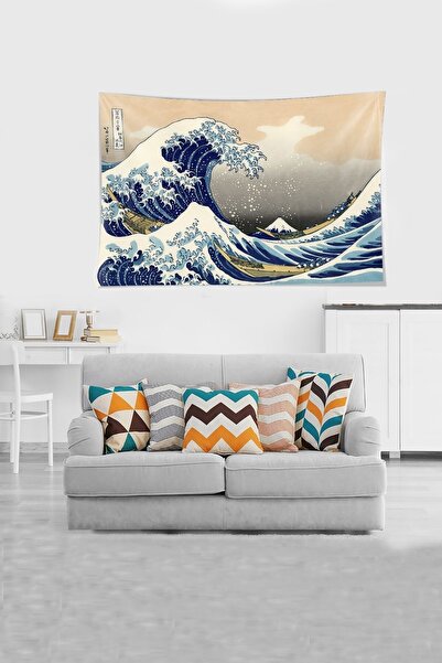 on the clouds White Katsushika Hokusai Wave Series Stain Resistant Velvet Fabric Wall Cloth Wall Carpet Tapestry