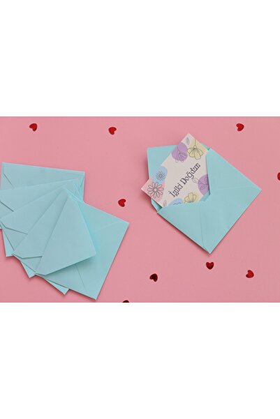 demontecraft Açık Mavi Mini Zarf, Çiçek Not Zarfı, Kartvizit Zarfı, 75*90mm (7,5*9 Cm) 25 Adet