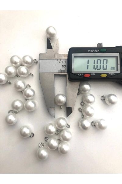 canan dizayn Metal Leg Pearl Ball Button 11 mm White (12Pcs)