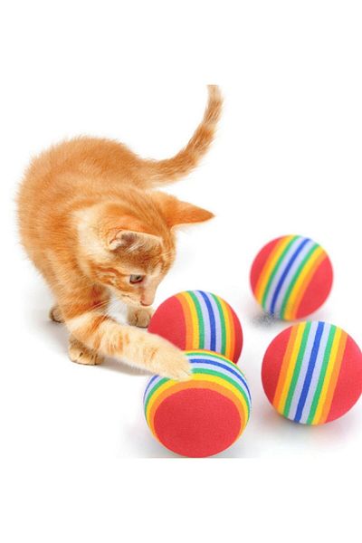 Buffer ® 4-piece Patterned Cat and Rainbow Sponge Chewing Play Ball