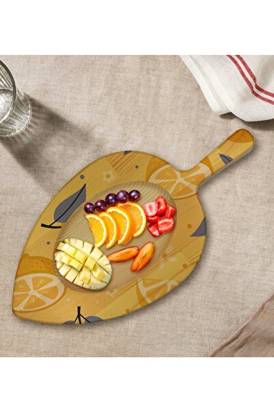 Bk Gift Gift Limon Tasarımlı Yaprak Şeklinde Doğal Ahşap Servis Ve Sunum Taba...