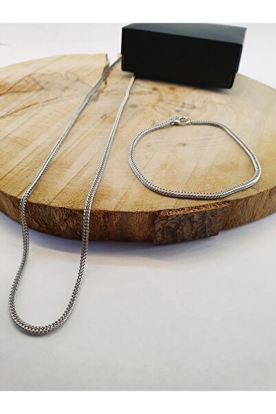 TREND COLLECTİON Tilki Kuyruğu Model Zincir Kolye Ve Bileklik Seti