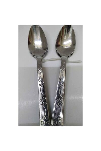 abnturk Dekoratif Desenli Boncuk Model Tatlı Kaşığı Paslanmaz Çelik 6adet B-4
