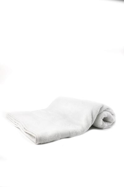 Taka Fabrics منشفة حمام ويف قطن 100% مقاس 100×150 سم، ابيض