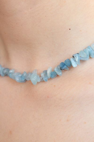 Crystalclem Aquamarine Natural Stone Necklace