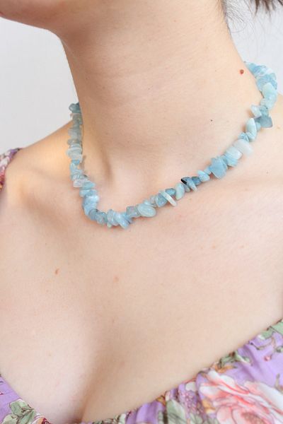 Crystalclem Aquamarine Natural Stone Necklace