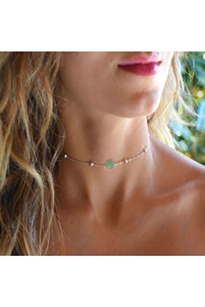 TakıConcept Yengeç Burcu Aventurin Doğal Taşlı Choker Kolye