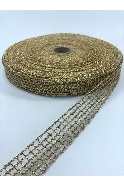 Hobigram Χρυσή Glitter Mesh Κορδέλα 5 μέτρων – Κορδέλα, Κομψό Σχέδιο, Γυναικείο Αξεσουάρ