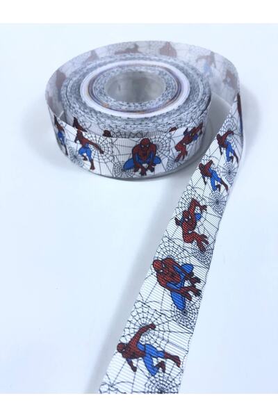 Hobigram Λευκή κορδέλα Grosgrain με σχέδιο Spiderman Πλάτος 2,5 cm