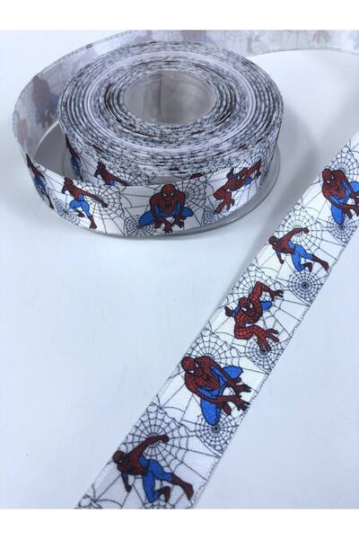 Hobigram Λευκή κορδέλα Grosgrain με σχέδιο Spiderman Πλάτος 2,5 cm