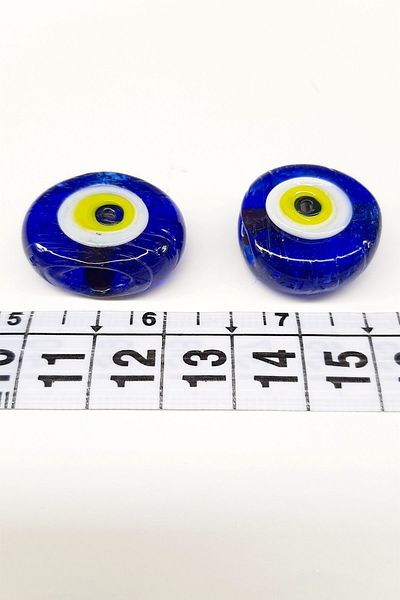 Hobigram Mărgele de ochi de vițel albastru galben 1 bucată Nzr-1043 – mărgele, design elegant, accesoriu pentru femei – mărgele
