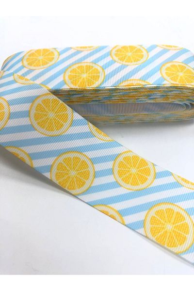 Hobigram Μπλε ριγέ πορτοκαλί μοτίβο Grosgrain κορδέλα – Κορδέλα, Κομψό Σχέδιο, Γυναικείο Αξεσουάρ – Κορδέλα