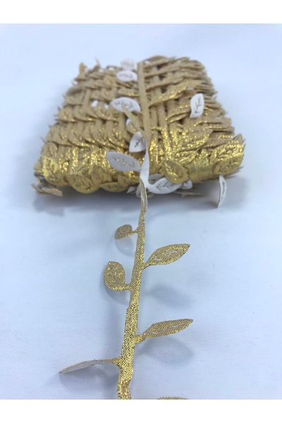 Hobigram 5 metri de panglică decorativă din frunze de satin auriu închis pentru ornament de ambalare – panglică decorativă –