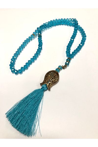 Hobigram Τυρκουάζ κρύσταλλο με χάντρες Tasbih 99 Lu-tsbh-1013 – Διακοσμητική κορδέλα, κομψό σχέδιο, γυναικείο αξεσουάρ – D