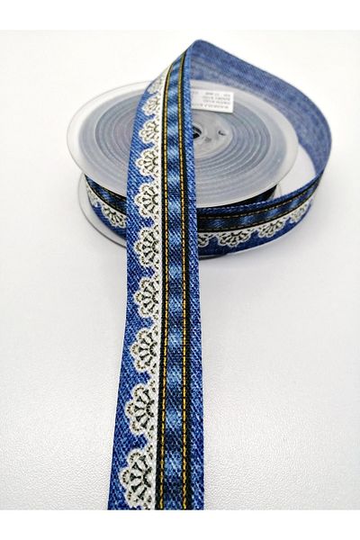 Hobigram Panglică din denim cu model 2,5 cm 1 metru – design special, accesoriu, producție de calitate, stil atrăgător