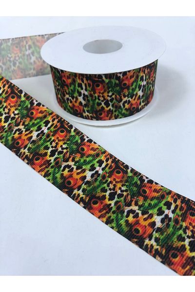 Hobigram Πολύχρωμη κορδέλα Grosgrain με σχέδιο παγωνιού – Ειδικό σχέδιο, αξεσουάρ, ποιοτική παραγωγή, εντυπωσιακό στυλ