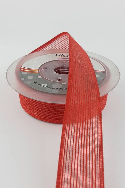 Hobigram Κόκκινη εφέ λινή κορδέλα 2,5 cm – Ειδικό σχέδιο, αξεσουάρ, ποιοτική παραγωγή, λαμπερό στυλ – Ku